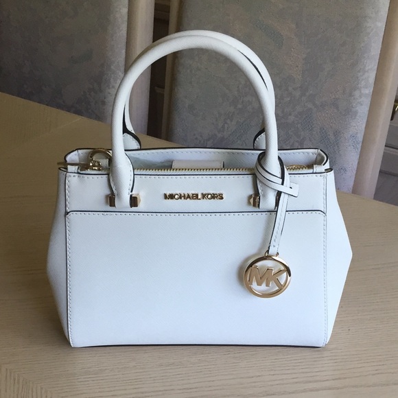 Michael Kors Handbags - Michael Kors Gibson Optic White Leather Satchel